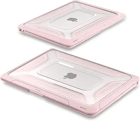 Light Pink Heavy Duty Honeycomb Design with Slim TPU Bumper and Fold Kickstand laptop case for Macbook 11 12 13 15 16inch