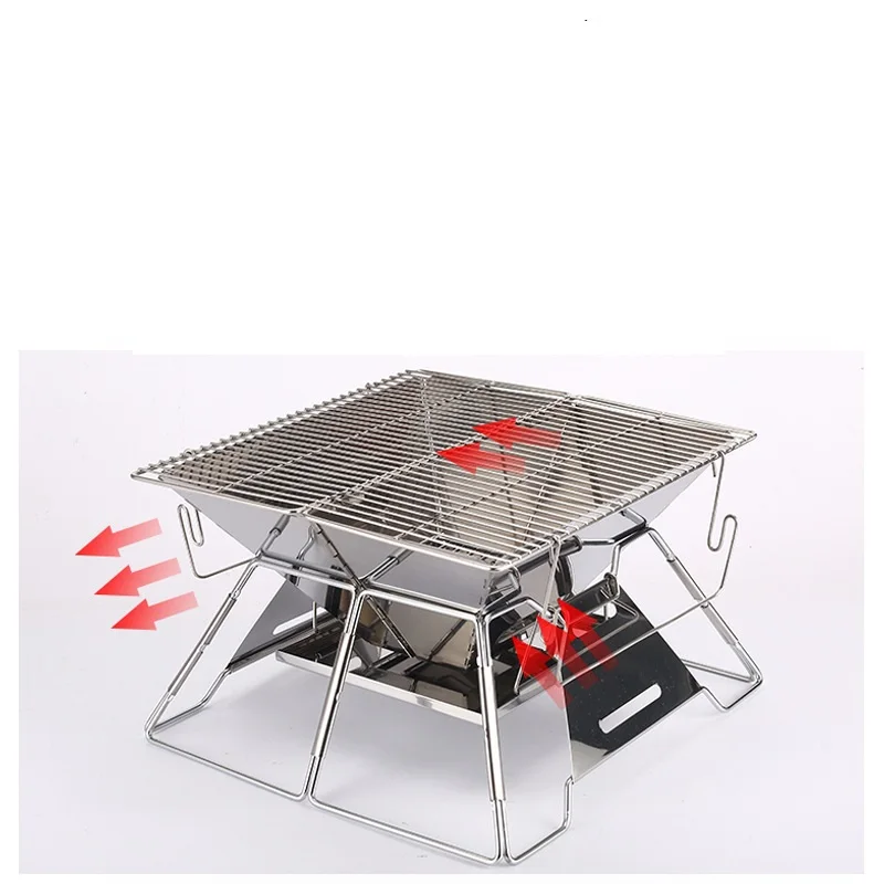 Customized Portable Stainless Steel Folding BBQ Stove for Outdoor Firewood Camping for Yard Parties & Games