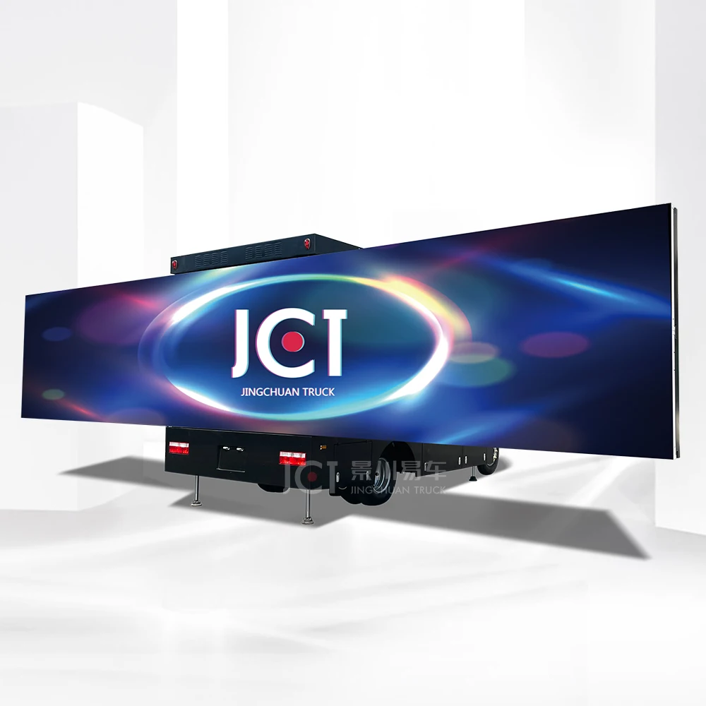 360 rotate 3 side mobile digital hydraulic mast foldable events advertisement led screen electric vehicle display car trailer