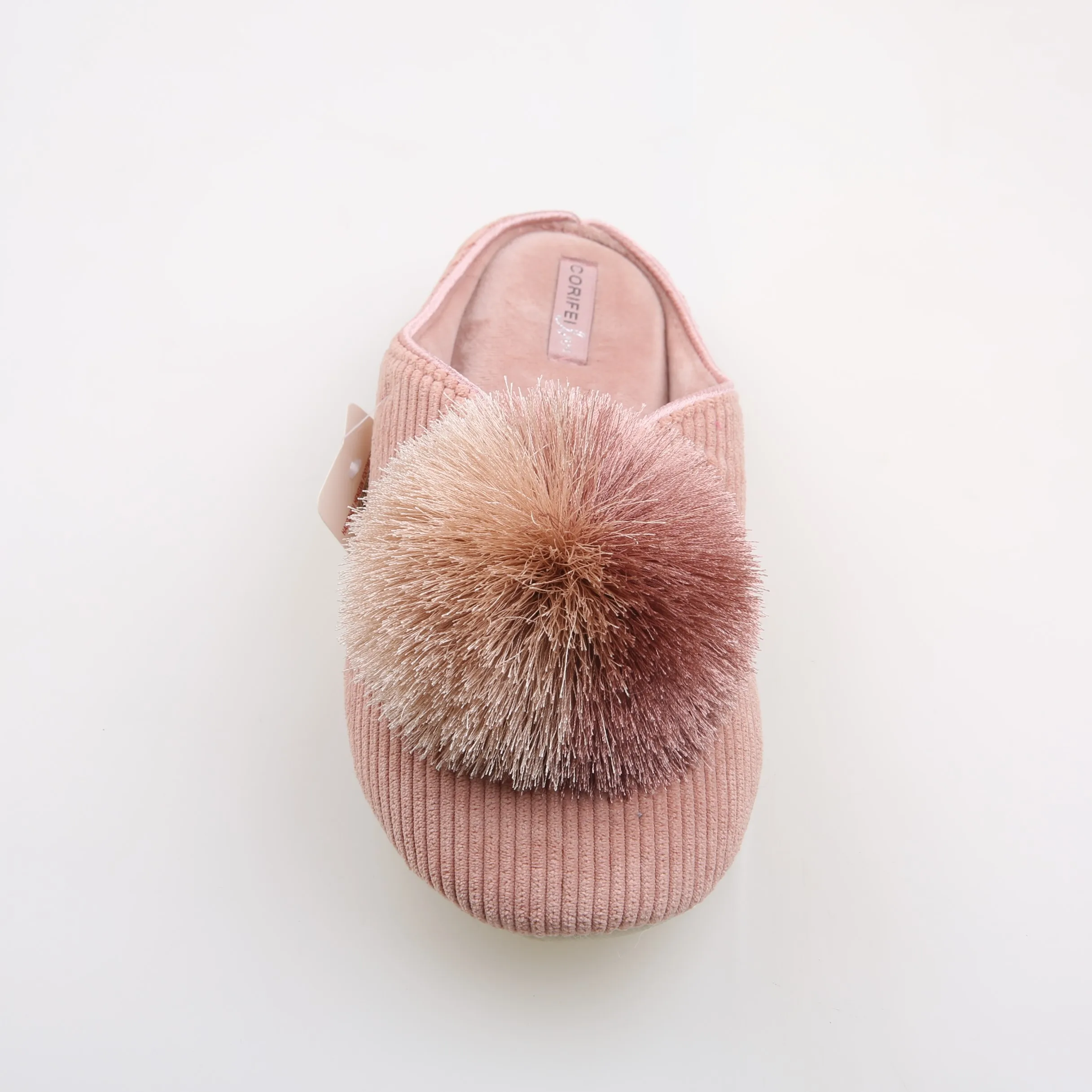 CORIFEI POM POM non slip outsole comfy ladies flat slippers women plush indoor slipper