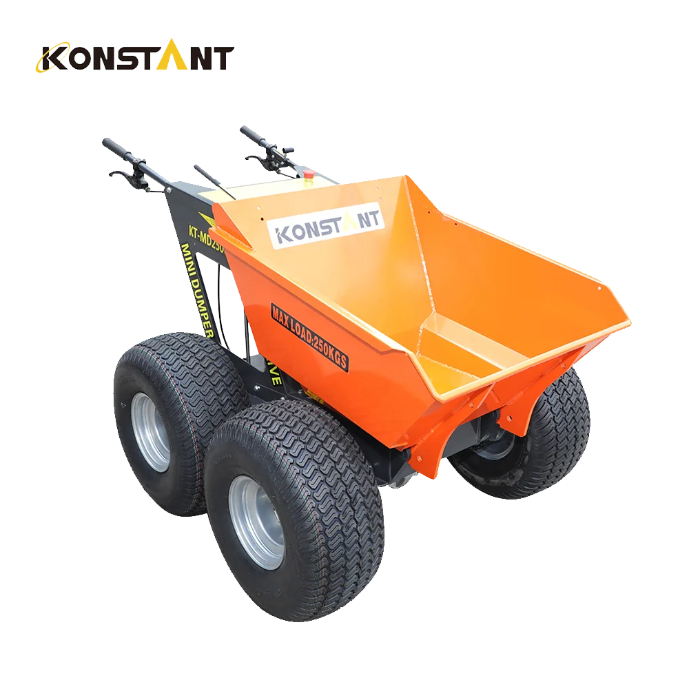 Low price load 250kg gasoline engine 4x4 self-loading fullway garden dump mini track dumper for transport work