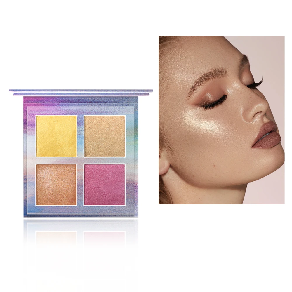 Пользовательская Мерцающая палитра для макияжа, водостойкий бронзатор для лица, хайлайтер, пудра