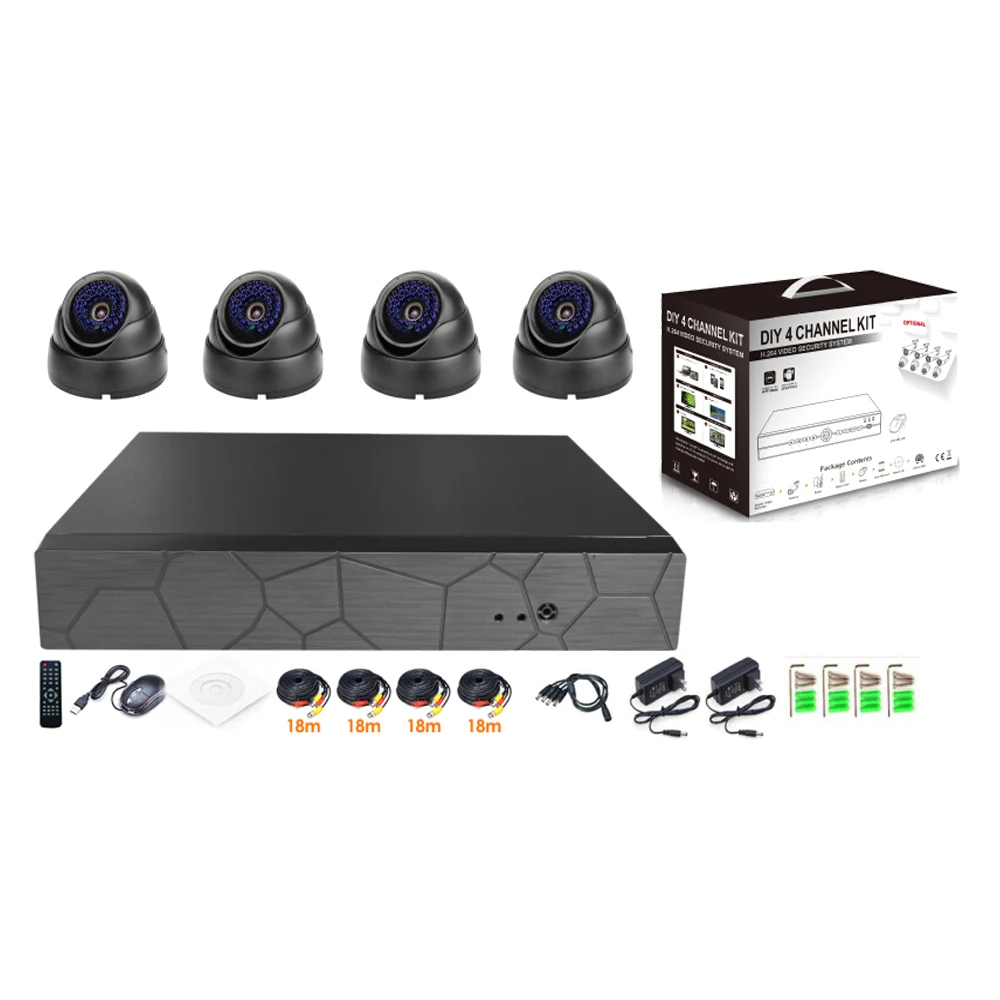 Wholesale Cheap Price Full HD 1080P 4CH Wired AHD DVR Kit with Night Vision Waterproof CCTV Camera System
