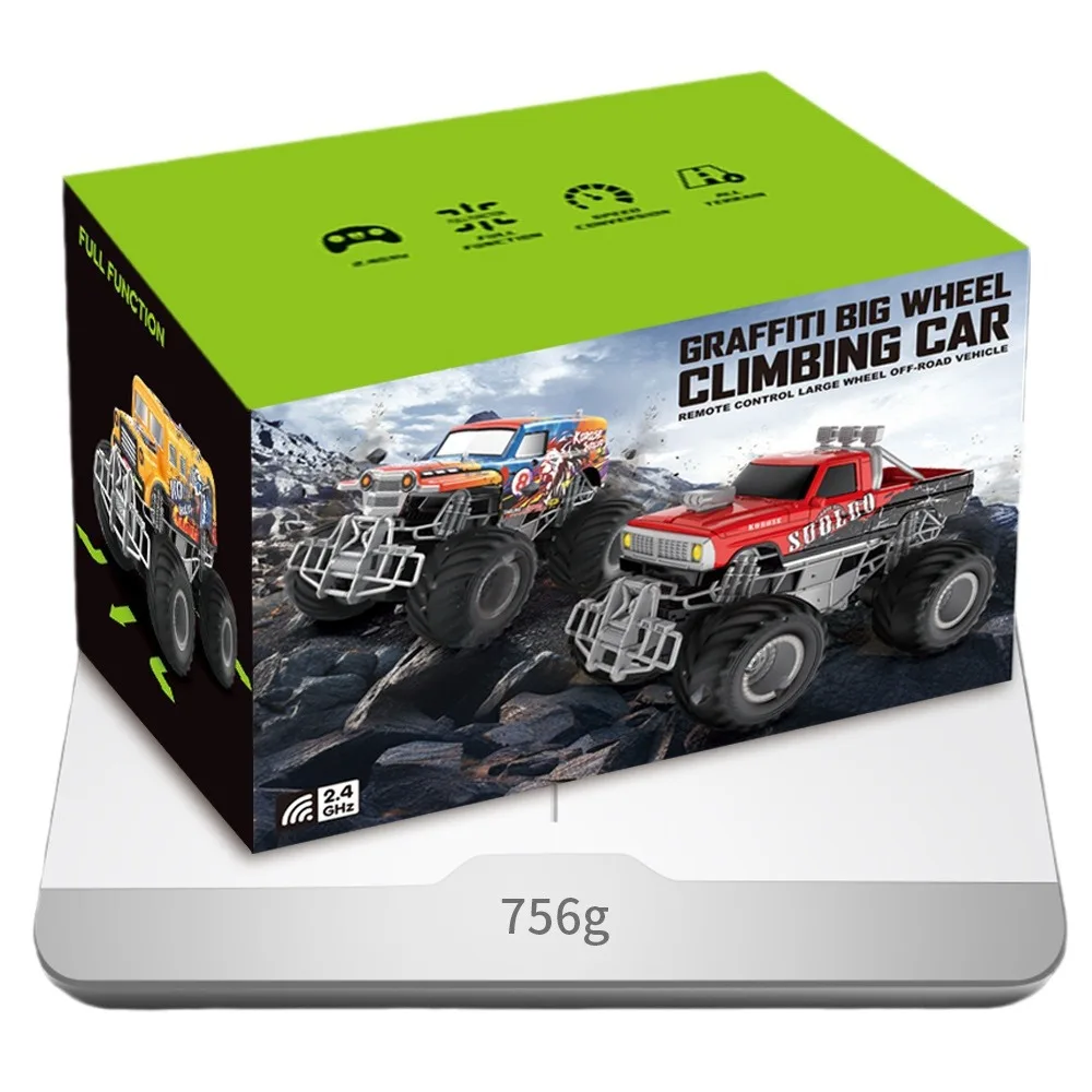 Hot-selling 2.4G Remote Control road Climbing Graffiti Monster Pickup Remote Control Car Model Children Electric Toy Wholesale