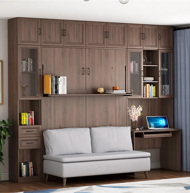 Lequan Manual Vertical Murphy Bed Mechanism Hardware Space Saving Folding Murphy Bed with Sofa Wall