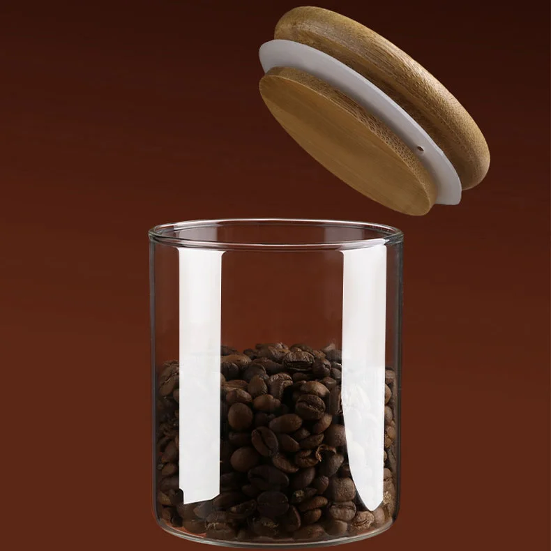 Sample Available Clear Glass Food Storage Jars Containers with Airtight Bamboo Lid for Candy, Cookie, Rice, Sugar, Flour, Pasta, Nuts