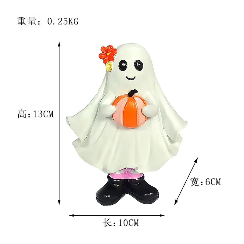 Hot Selling Halloween Ghost Pumpkin Figurine Resin Spooky Figure Prop Ornament Home Decoration for Bedroom Drawing Room