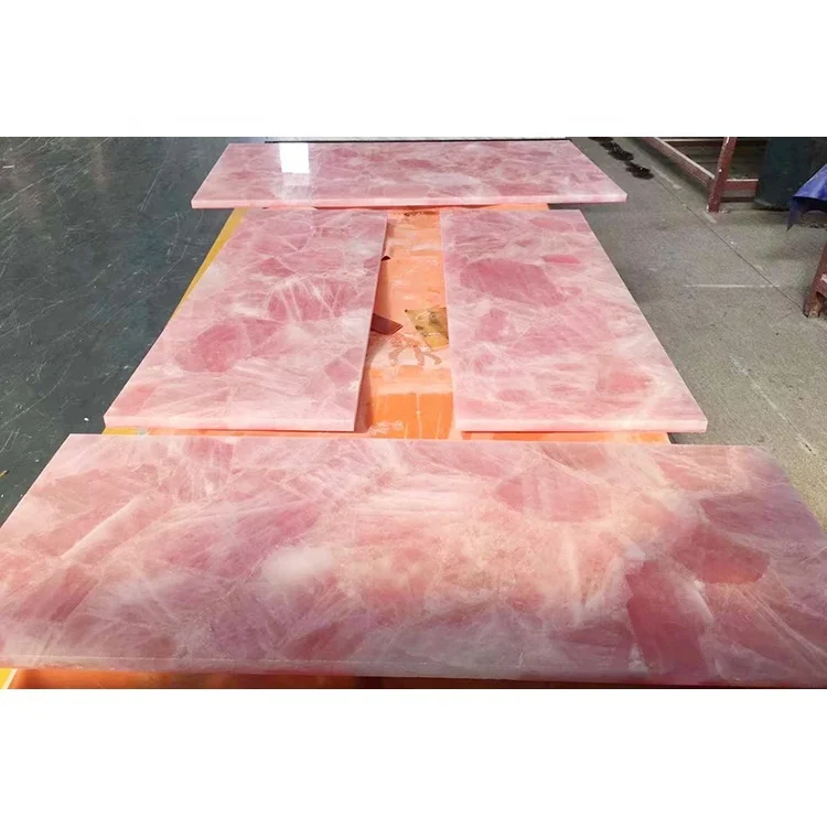 Luxury semi precious stone crystal gemstone rose quartz tiles for bathroom