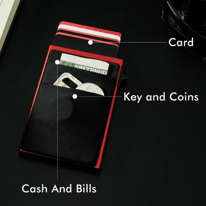 Fashionable Smart Pop Up Wallet RFID Metal Blocking Air Tracker Tag Card Holder for Men and Women Anti-theft Pop Up Card Holder