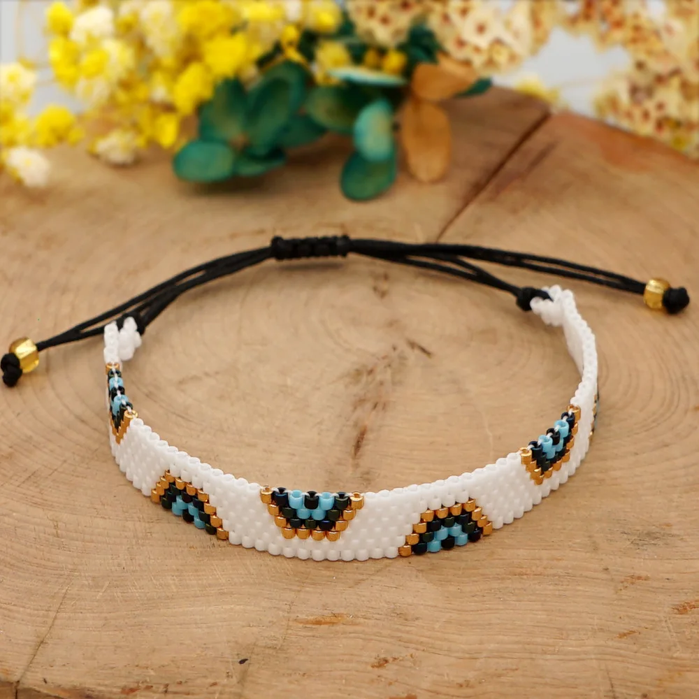 Wholesale Rice Bead Handmade Woven Bracelet Bead Turkey Devil Eyes Bracelets For Women