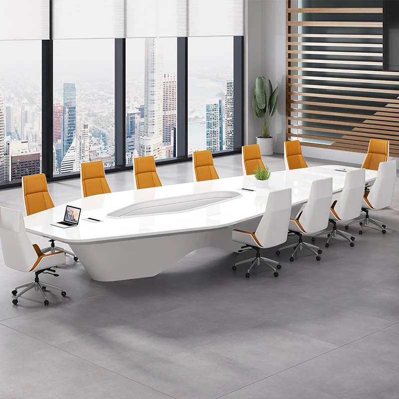 Стол для конференц-зала современный дизайн офисный стол мебель специальной формы высокий глянцевый белый из МДФ