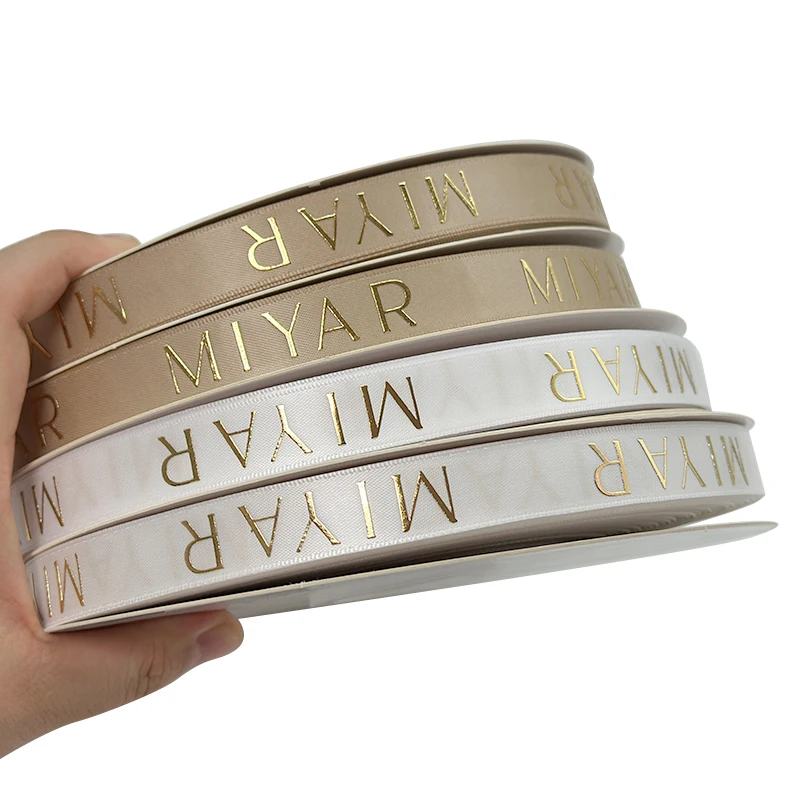 Custom Eco Friendly Printed Black Silk Gross Grain Ribon Gift Bouquet Ribbon With Embossed Logo Brand