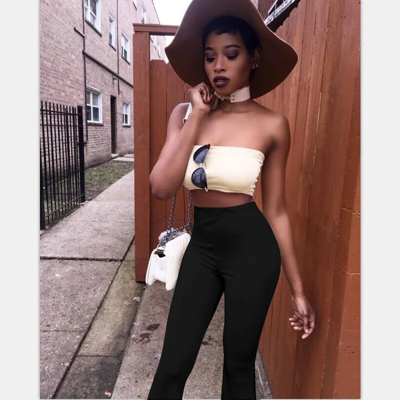 Custom wholesale latest ladies trousers women flare corduroy pants