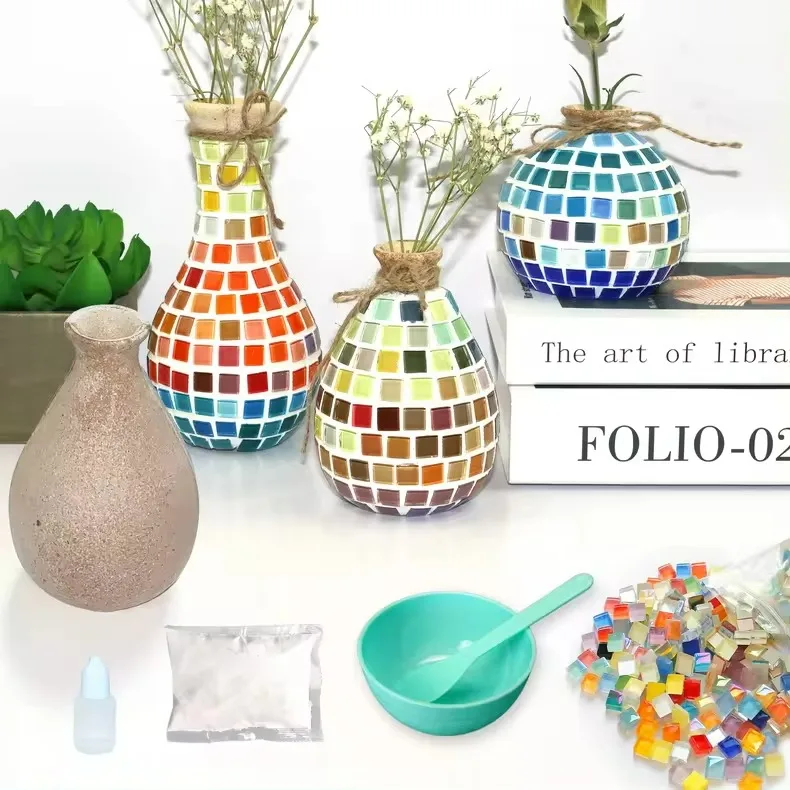 Popular DIY Crafts Home Vase Handmade Material Package Kit Glass Mosaic Vase Craft for Home Decor