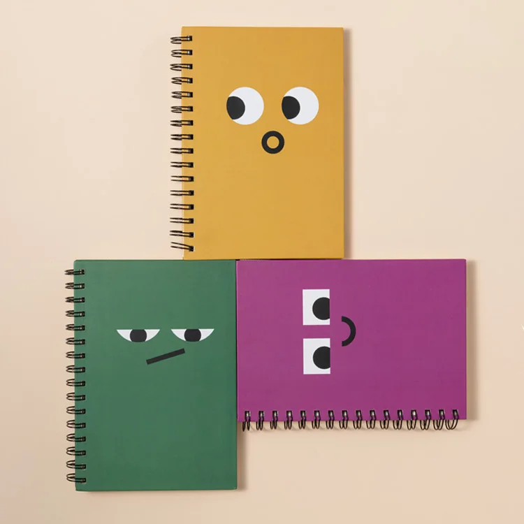LABON New Arrival Cheap Cute Interesting Expression UV Printing Spiral Binding Journal Notebook