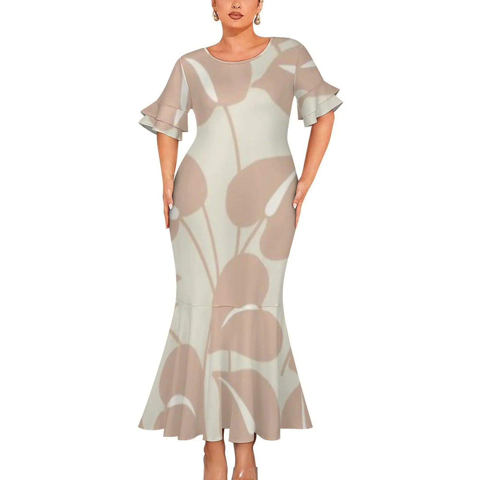 Polynesian Elei Tribal Design Custom Business Casual Office Lady Woman Double-Deck Cuff Fishtail Skirt Drop Shipping