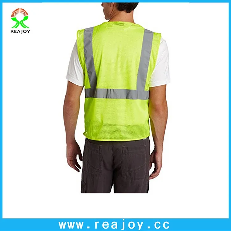 Hi vis construction security surveyors mash polyester safety vests with reflectors