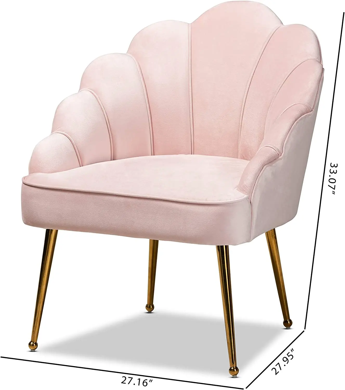 Gold Iron Legs Flower Shaped Sofa Living Room Accent Leisure Pink Velvet Fabric Shell Chairs