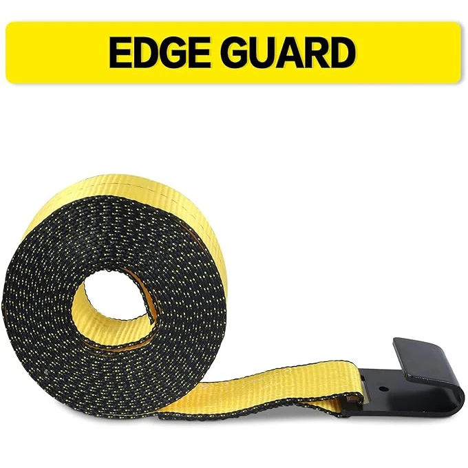 Heavy Duty  Polyester 2' Winch Strap With Wire Hooks With Covering   Cargo Winch Strap