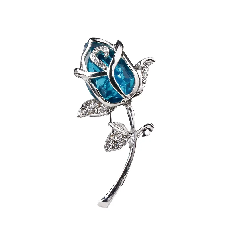 Korean version of the trend of personality retro flower alloy brooch with rhinestones
