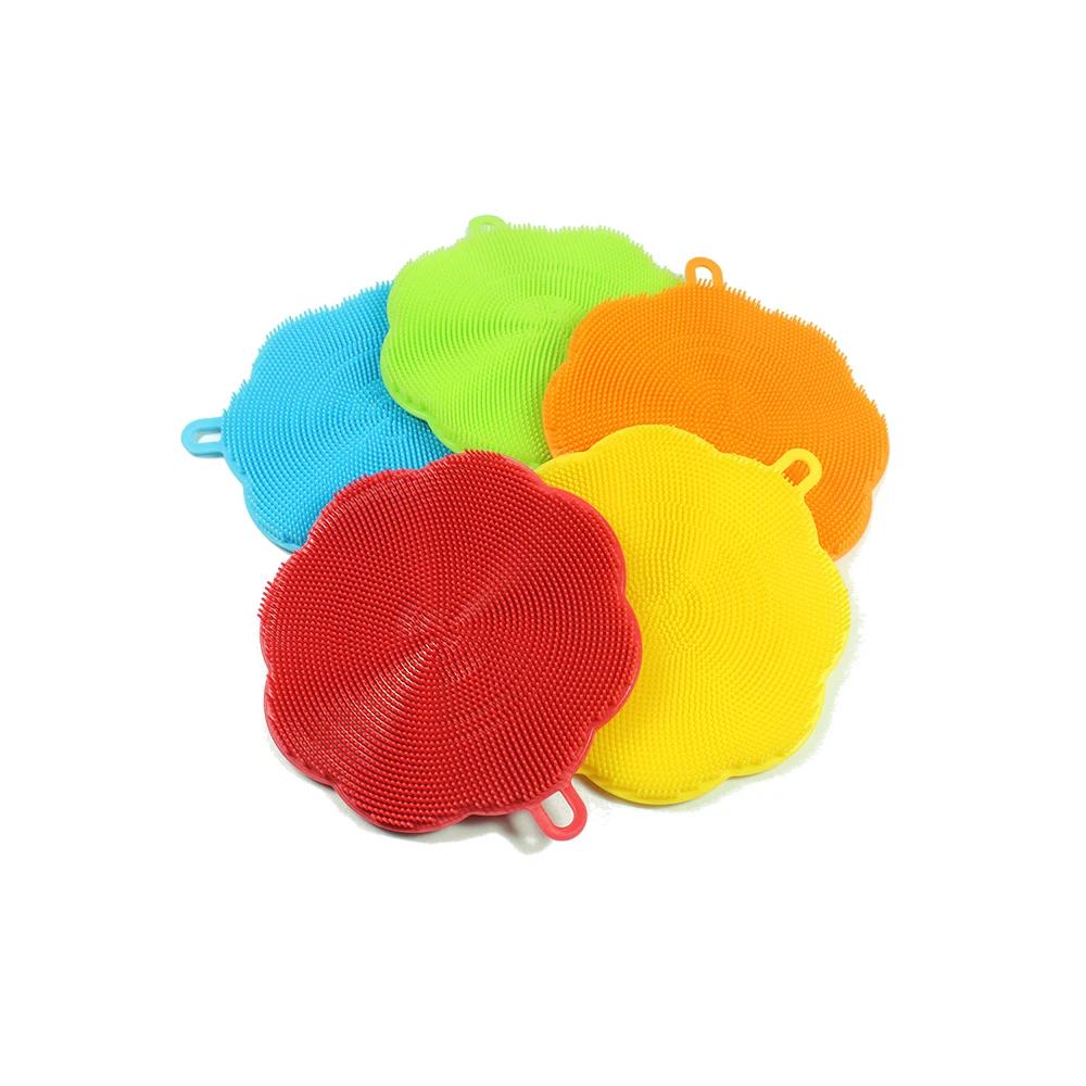 Manufacturer Direct Selling High Temperature Safe Soft Dishwashing Brush Pad Dish Wash Silicone  Sponge Scrubber