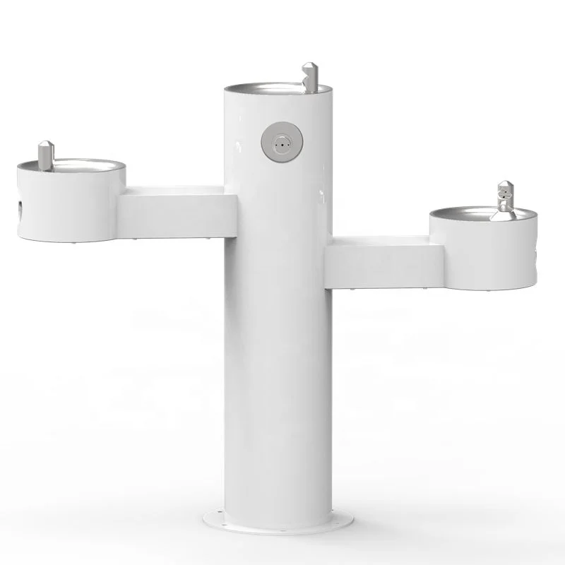pedestal mounted outdoor drinking fountain, drinking fountain with bottle fillers