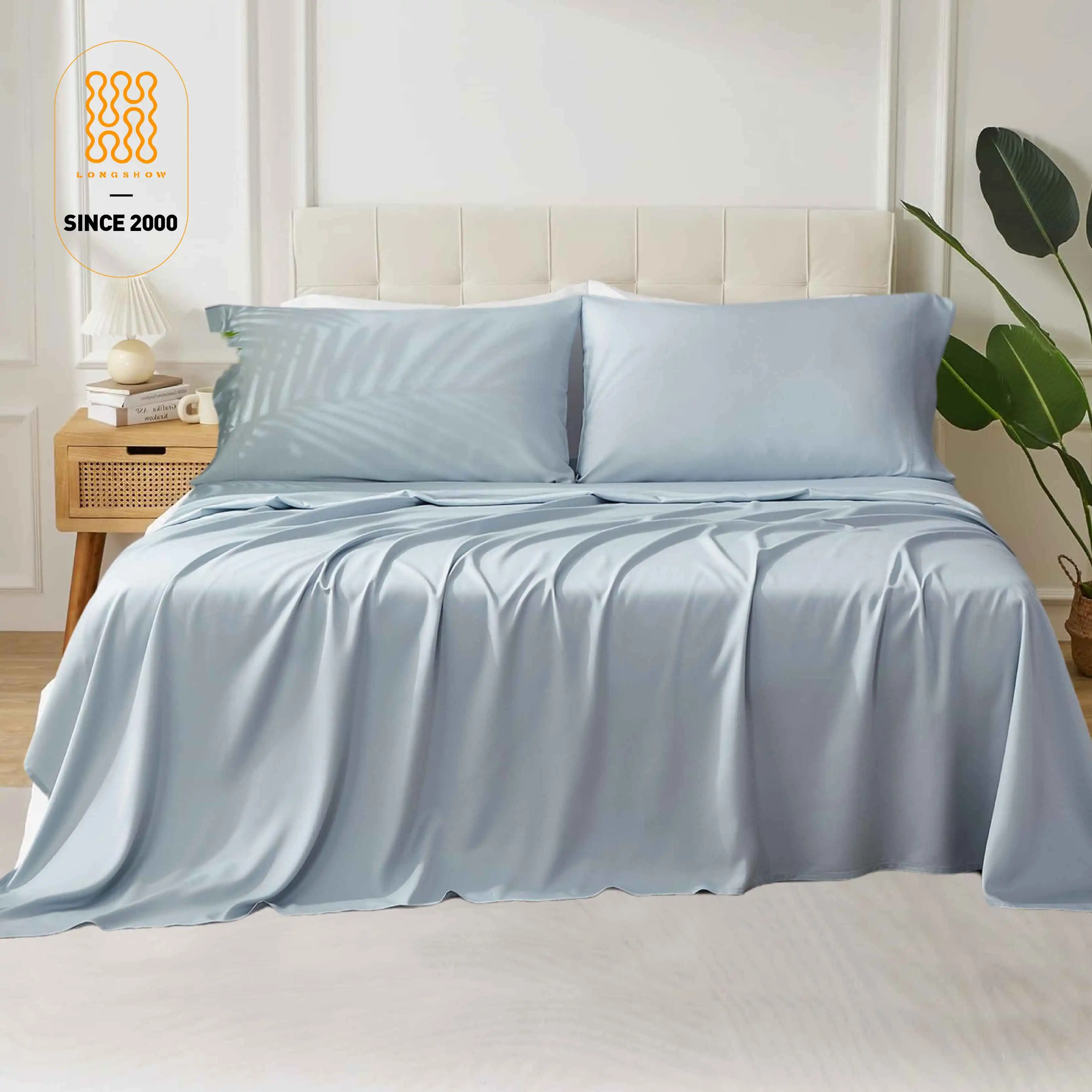 LONGSHOW Eco-friendly Cooling Bed Sheets Organic ECObamboo Sheet Fast Dispatch 100% Pure Bamboo Bedding Sets