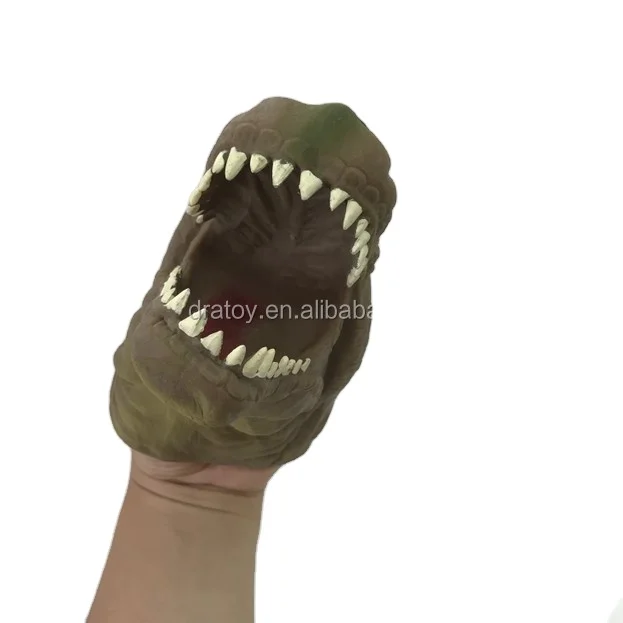 Hot Selling Cheap Rubber Stretch Dinosaur Hand Puppets Tpr High Quality New Realistic Shark Animal Hand Puppet Toys