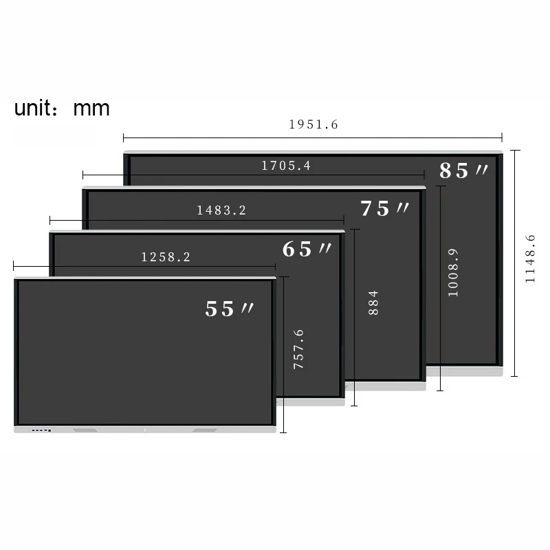 2021 China cheap 98 100 inch optical portable usb virtual touch screen projector smart LCD display interactive whiteboard