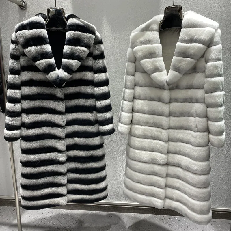 2024 women winter new fashionable real rex rabbit fur long coat with belt bigger size trench fur coat best quality