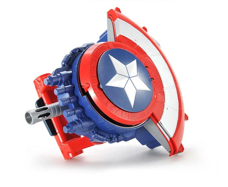 best cool Christmas gift for boys American captain shooting game toy transformable shield blaster gun toy with soft bullets