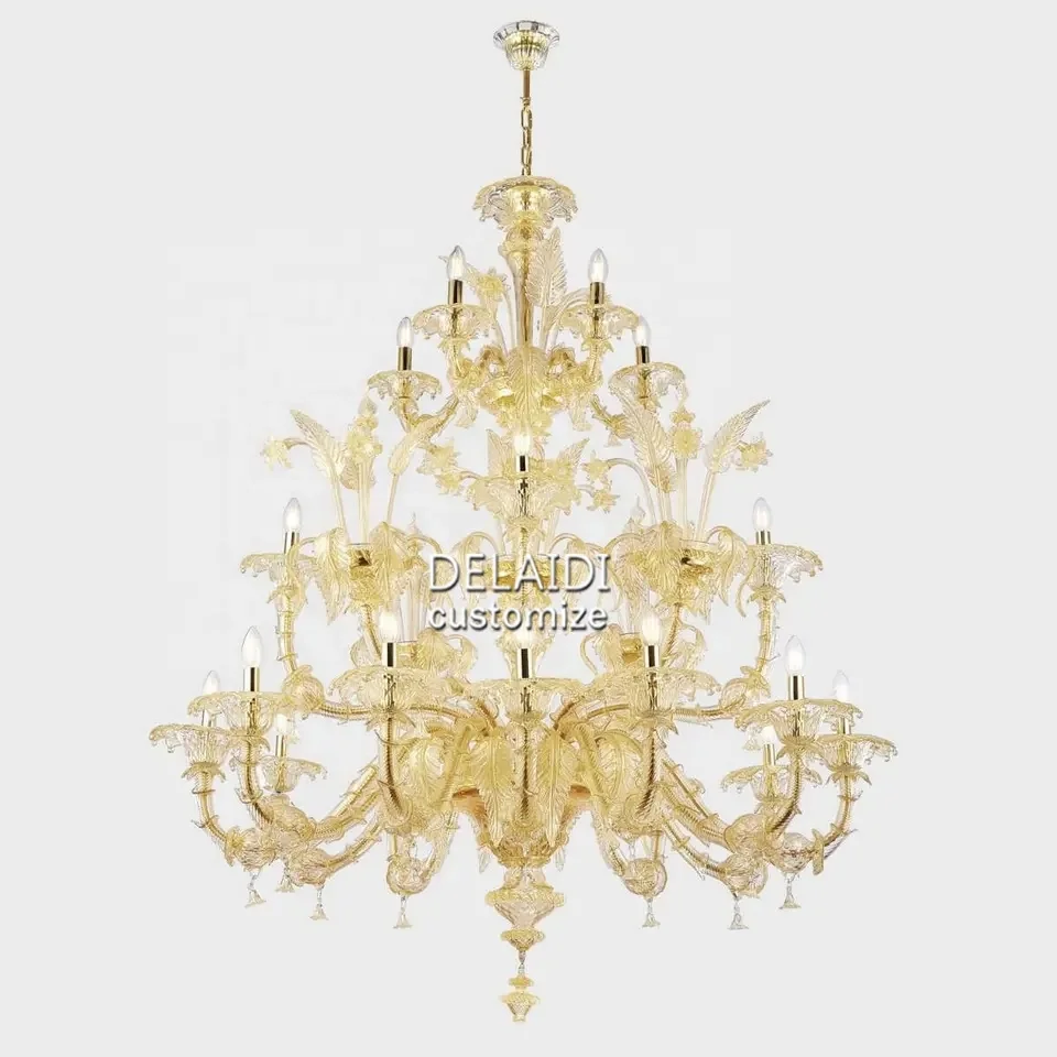 flower glass ceiling chandeliers nordic home villa living room dining table Italy design colored glass chandeliers custom China