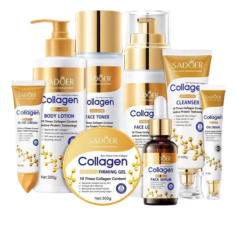 Professional Organic OEM SADOER collagen anti-age lightening cream brightening whitening for women face skin care set (new)