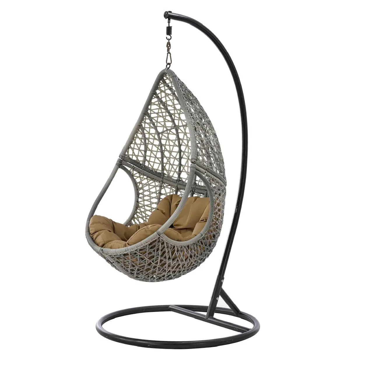 Popular Outdoor Rattan Hanging Egg Chair Patio Swing Backyard Furniture Egg Chair With Cushion