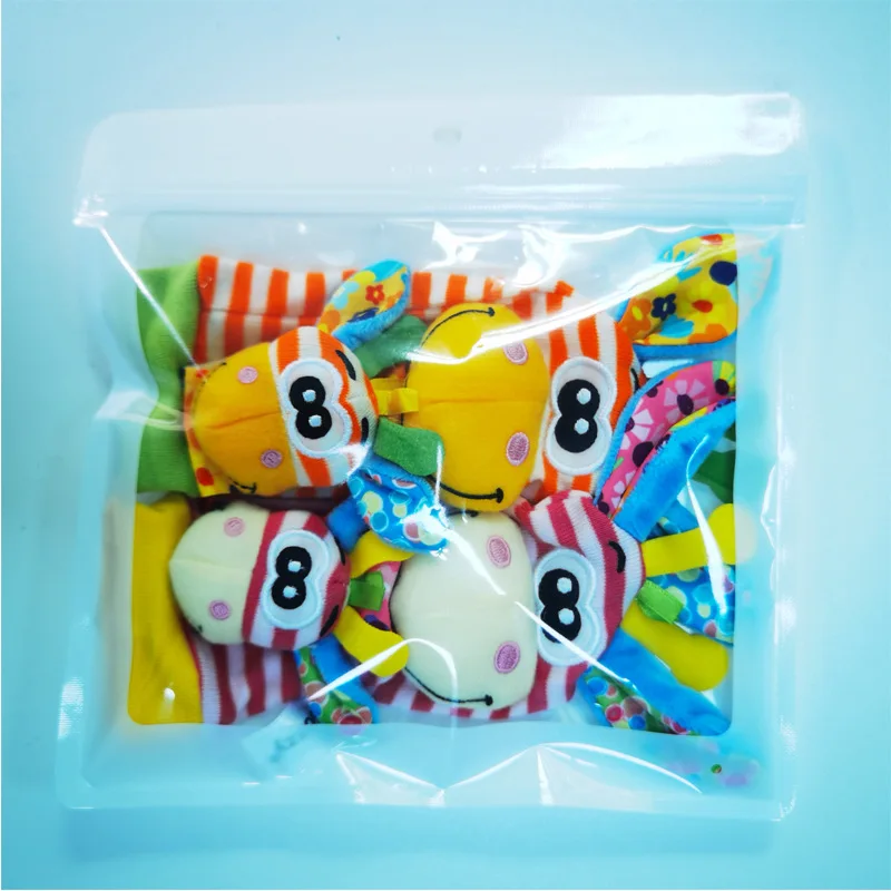 Gift for infant Hanging Rattle Toy Arm Hand Bracelet Feet Leg Ankle Socks Squeaky rattle for baby wrist and foot sock