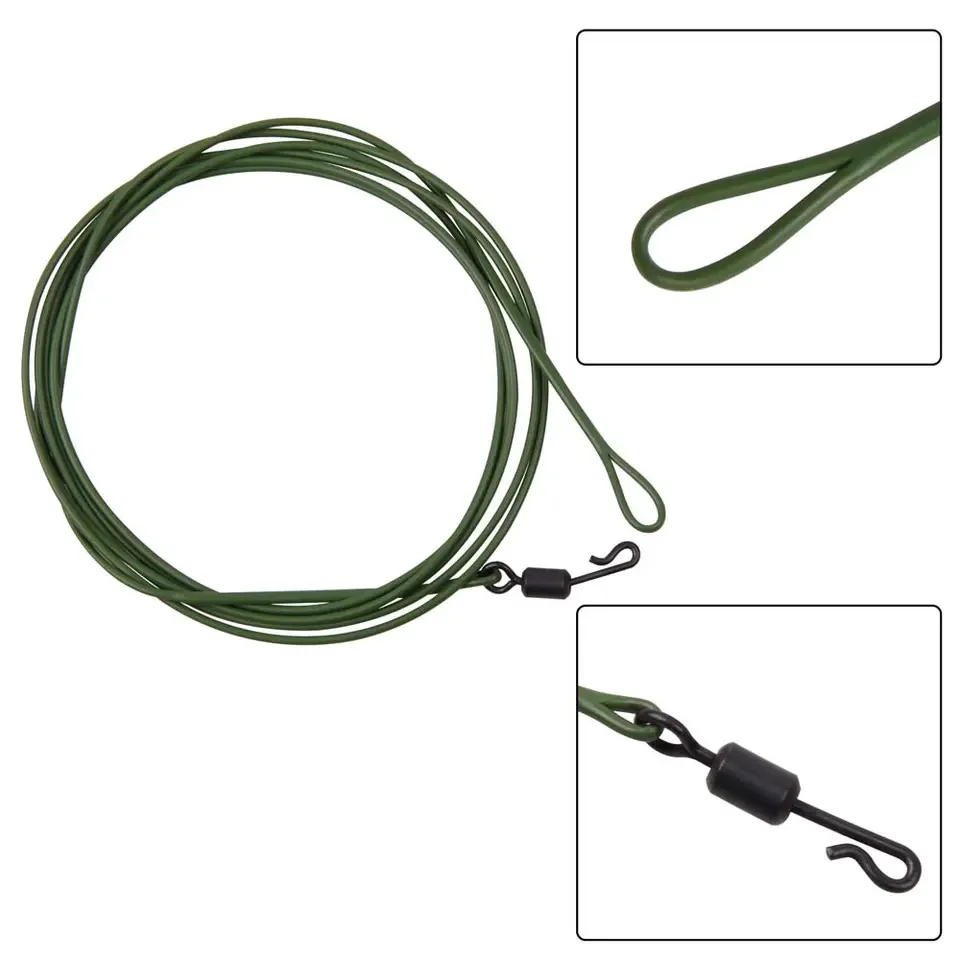 High Strength 45LB Nylon Line Carp Leader Fluorocarbon hooklink Clear color Free with Clip Ring Quick Change Swivel