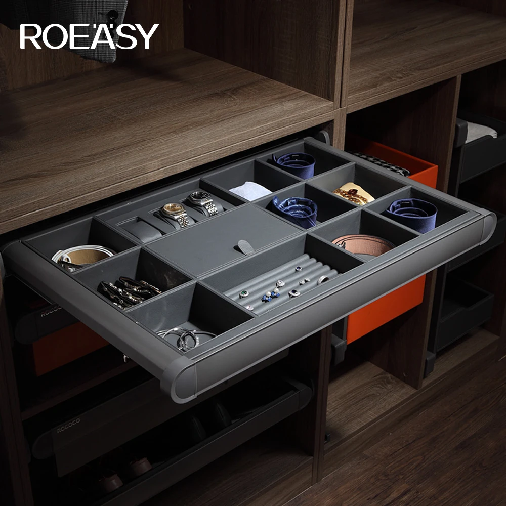 ROEASY bedroom furniture accessories pull out sliding closet wardrobes jewelry box accessories storage tray