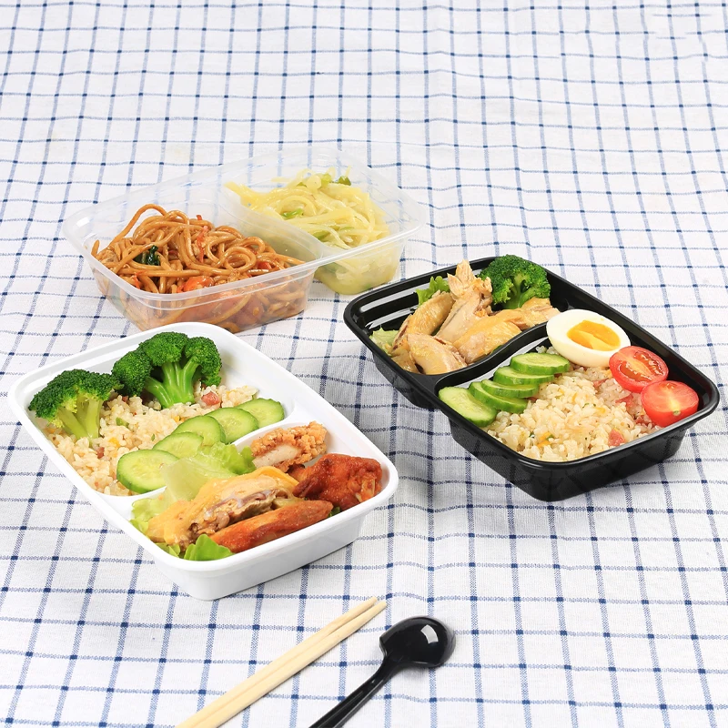 Plastic disposable Meal Prep Containers 2 Compartment With Lids Food Storage Box Plastic Food Disposable Container