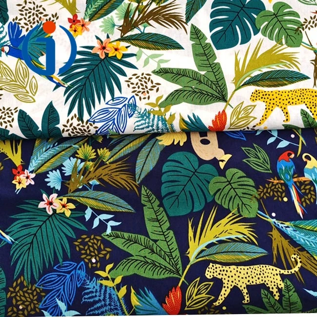 Hawaii Style 40s 105gsm 100% Cotton Lawn Woven Plant Floral Reactive Printing Fabrics for Men Shirts