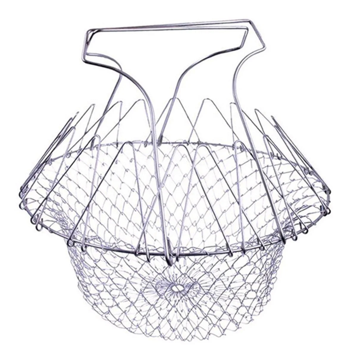 New telescopic kitchen multi-function poaching boiling deep fry basket stainless steel foldable strainer basket colander