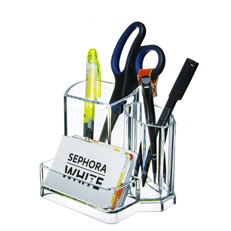 New design transparent acrylic makeup brush display holder skin care set display showcase stationery storage box on desktop