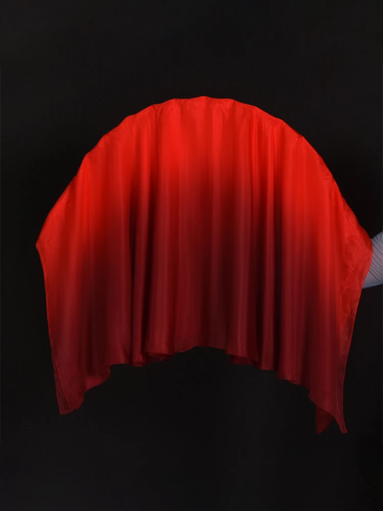 86cm(34 Inch) Chinese Folk Dance Fan Veils White Burgundy Extra Long Flowy Silk Veil One Pair New Year Event Folk Yangko Costume