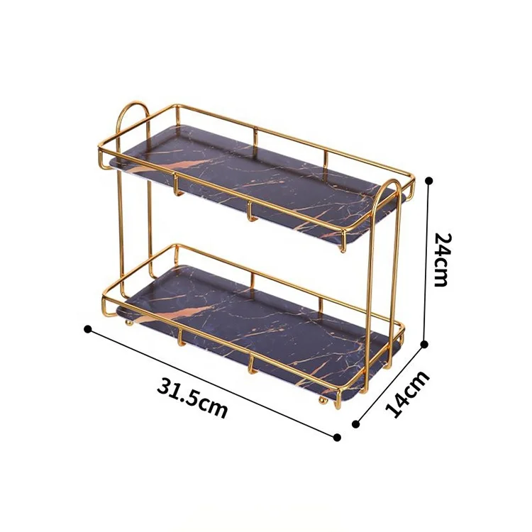 2 Layer Light Luxury Dressing Table Desktop Cosmetic Organizers Rack Box Vanity Toilet Bathroom Storage Shelf
