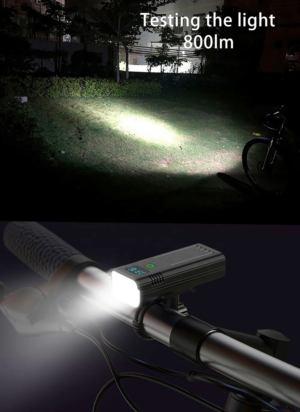 Waterproof IPX5 remaining battery power indicator bike light aluminum alloy USB Rechargeable bicycle lights set accessories