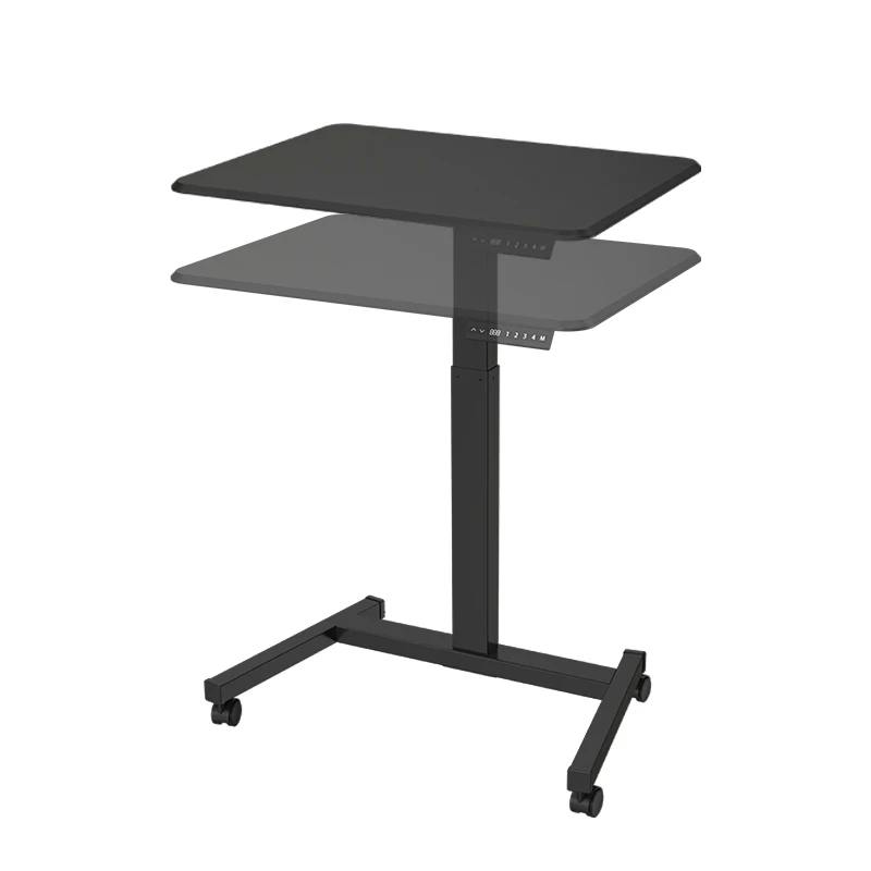 Black Hotel Sofa On-Floor Workstation Wooden Height Adjustable Overbed Bedside Computer laptop Side Table with Wheels