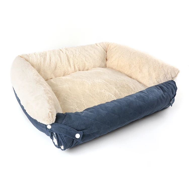 New Arrival Two Use Cat Bed Dog Cave Button Connection Blanket Soft Waterproof Outdoor Washable Dog Bed