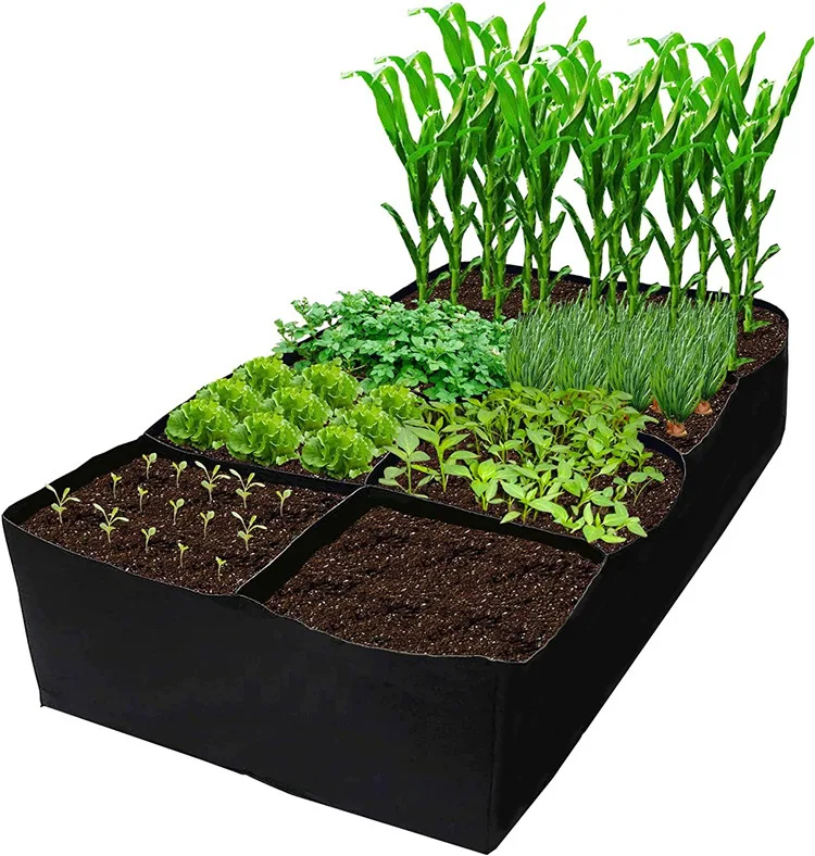 Large breathable raised planting flower bed garden bed 128 gallon 8 grids plant felt grow bags large outdoor planting beds