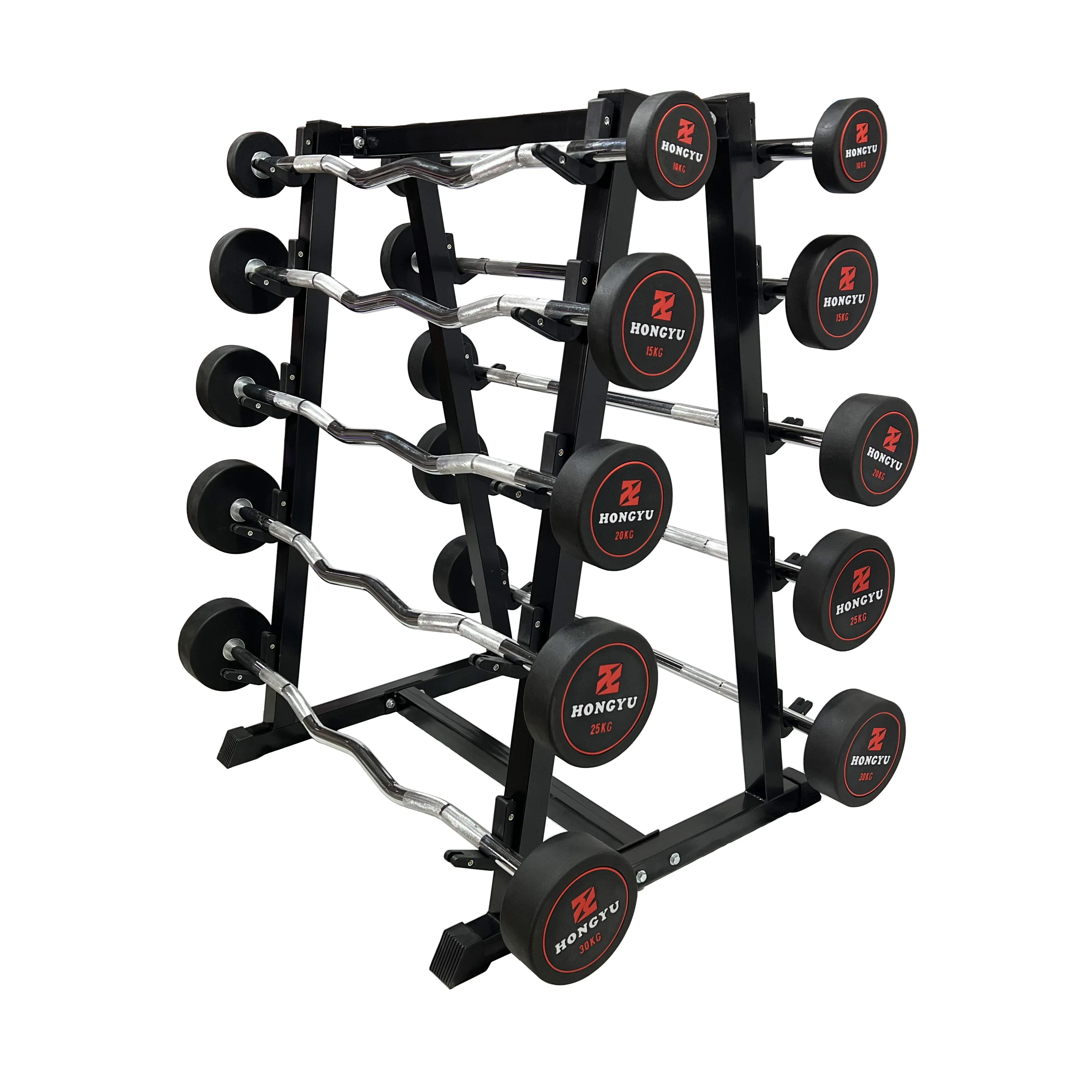 Wholesale gym fitness new arrival fixed round barbell safety squat 10-50kg barbells with stand