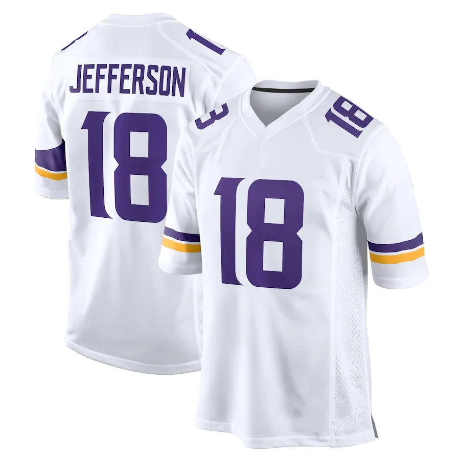 Wholesale Minnesota City Stitched American Football Jersey Purple Jersey #18 Jefferson #33 Cook #19 Thielen jersey