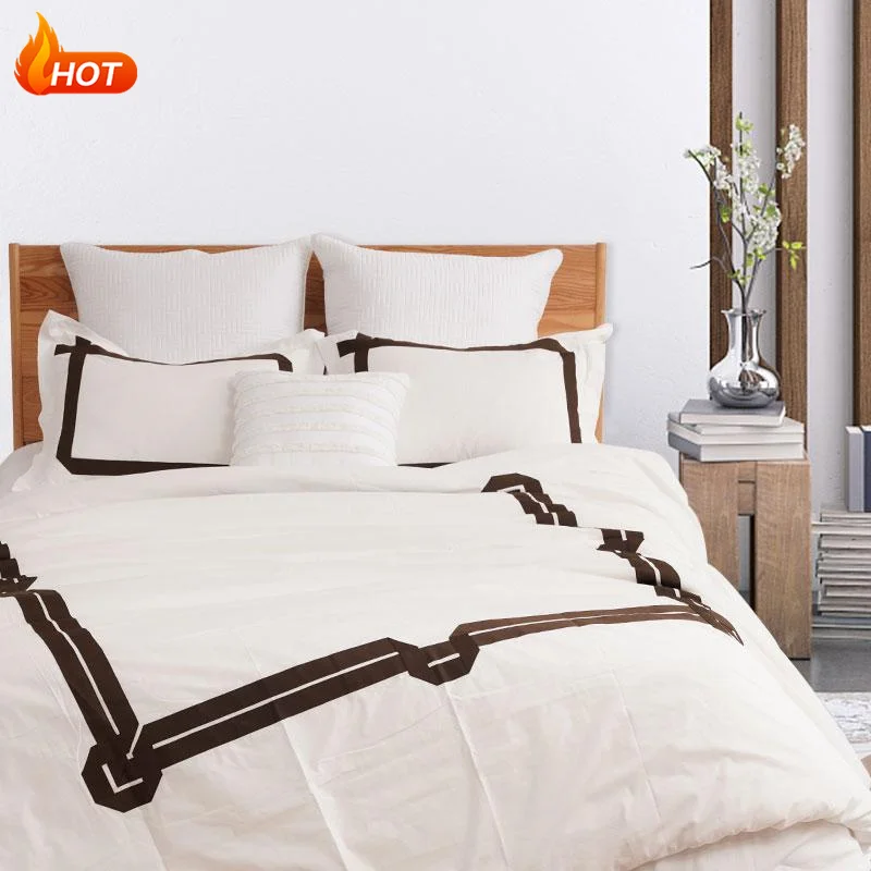 Top Sale Hotel Bed Linen 100% Cotton Embroidery Duvet Set
